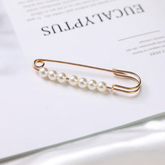 Anti-slip Faux Pearl Cardigan Buckle Waist Pin