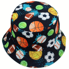 Football Print Fisherman Hat Outdoor Sun Visor