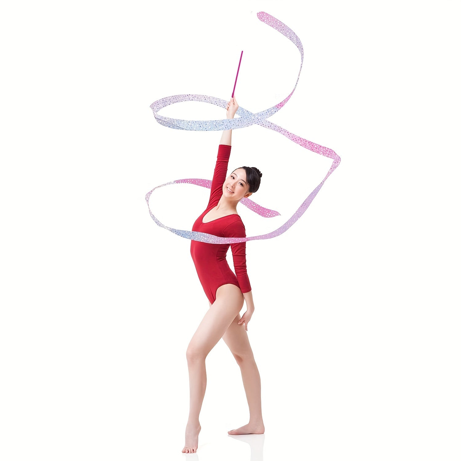 2pcs Sparkling Dance Ribbons for Kids Artistic Dancing Training