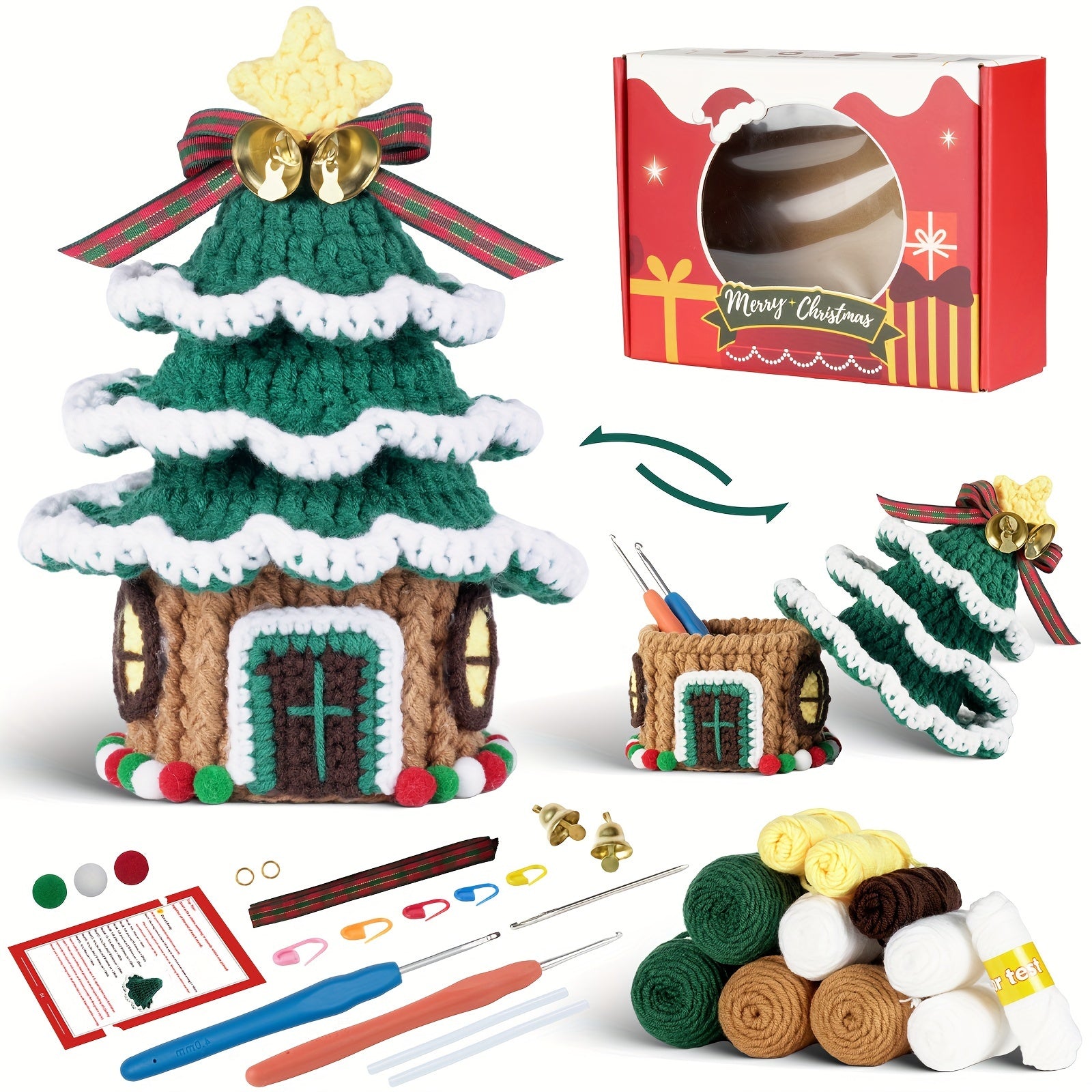 Crochet Christmas Tree DIY Ornaments Kit with English Manual