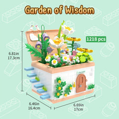 Retro Classroom Brick Model Kit Flower Garden Mini Building Block 3D Puzzle