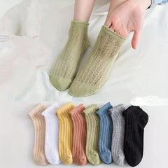 8 Pcs Fishnet Ankle Socks Ruffle Trim Stockings & Hosiery