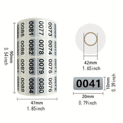 Consecutive Number Label Stickers Waterproof Inventory Number Stickers