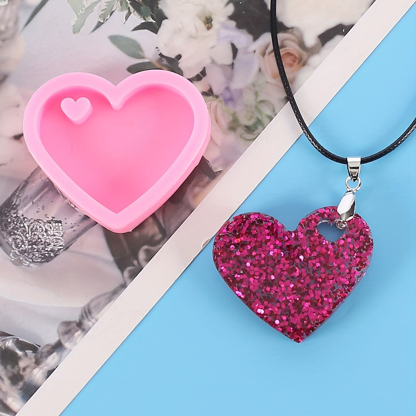 Heart Shape Epoxy Resin Silicone Keychain Mold DIY Craft Decoration