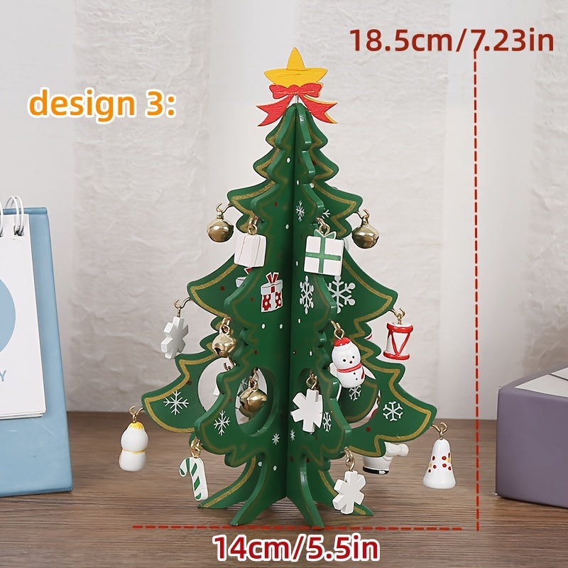 1pc 3D Wooden Christmas Tree Ornament - Window Decoration