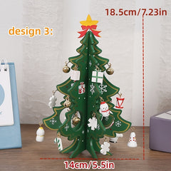 1pc 3D Wooden Christmas Tree Ornament - Window Decoration