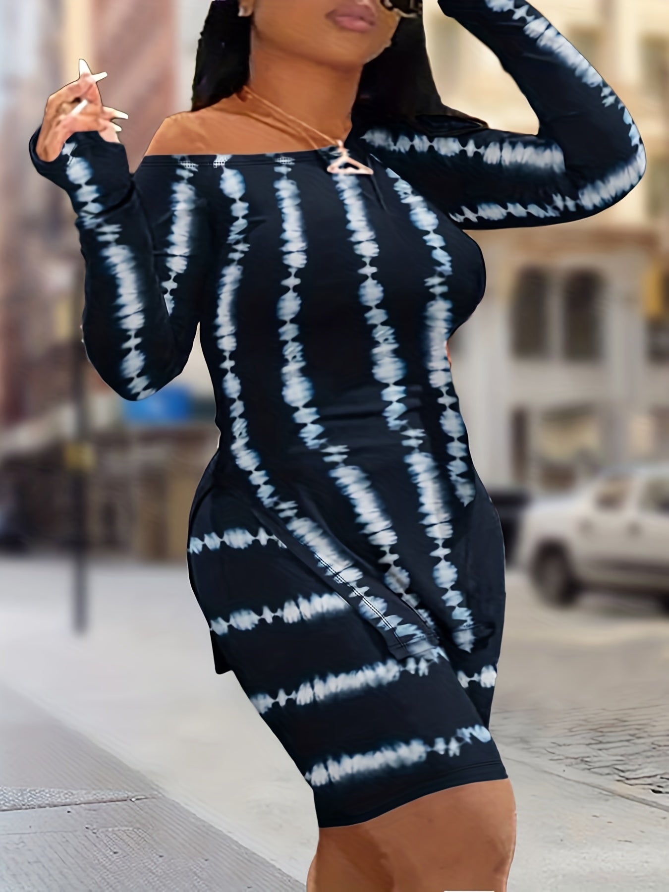  Tie Dye Striped Long Sleeve Top & Shorts Set