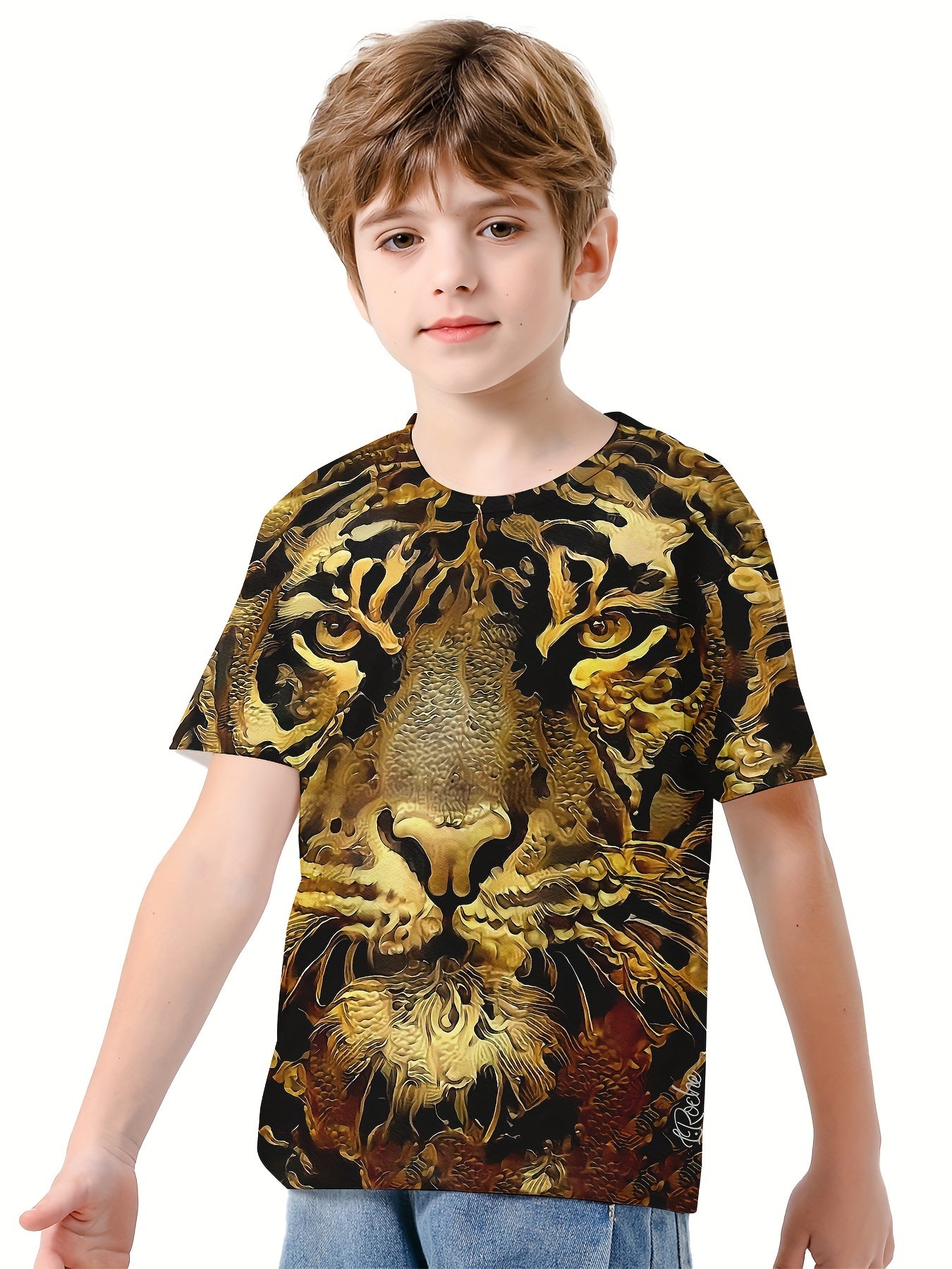 3D Lion Graphic Boys Casual Sport T shirt Summer Clothing For Kids