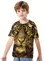 3D Lion Graphic Boys Casual Sport T shirt Summer Clothing For Kids