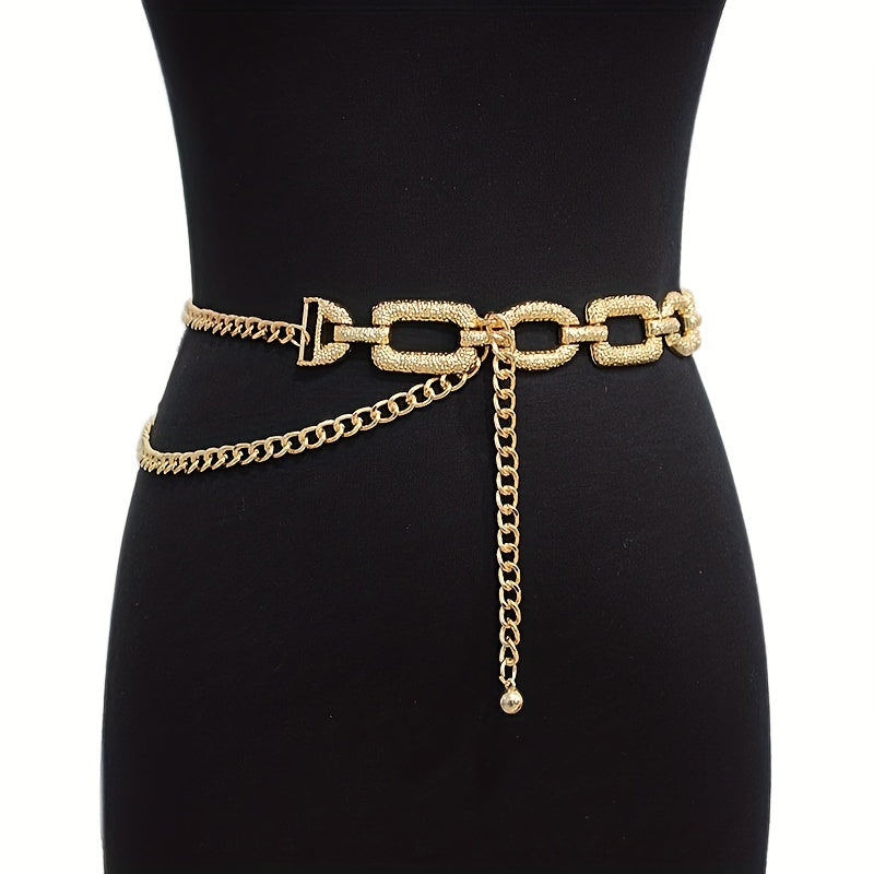 Metal Hollow Waist Chain Punk Women Dress Pendant Tassel Chain