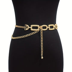 Metal Hollow Waist Chain Punk Women Dress Pendant Tassel Chain
