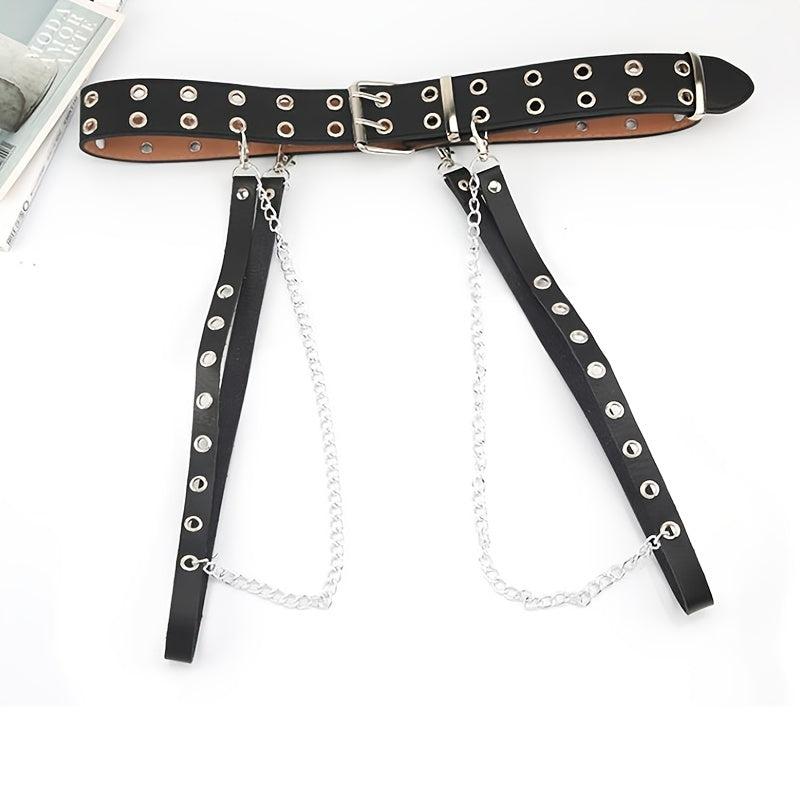 Women Chain Strap Belt Gothic Adjustable Pu Leather Belt Women Punk