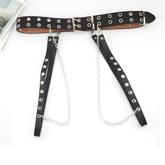 Women Chain Strap Belt Gothic Adjustable Pu Leather Belt Women Punk