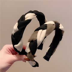 Vintage Block Headband Braided Twist Hair Band Women's Headdress