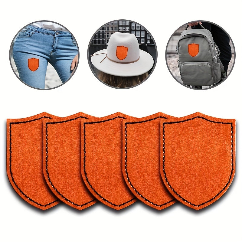 5pcs Khaki Laserable Faux Leather Shield Blank Patches For Men