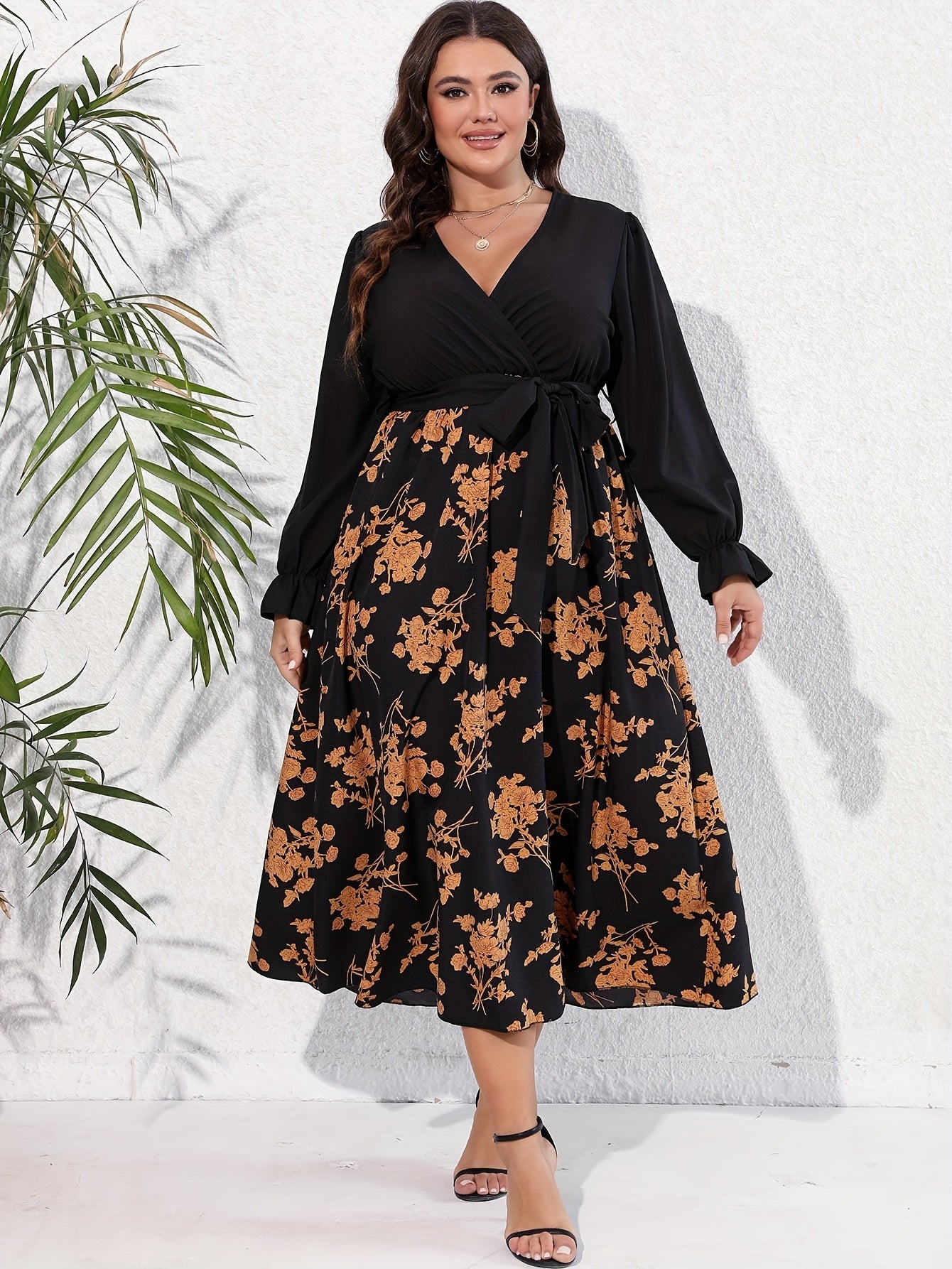 Floral Maxi Dress with Flounce Sleeves