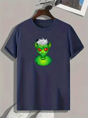Green Monster Pattern Print Men's Comfy Sports T shirt