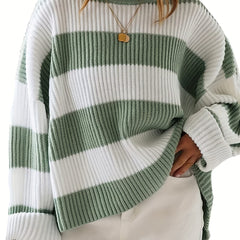  Colorblock Eyelet Embroidered Sweater