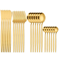 24 Pcs Stainless Steel Portuguese Tableware Set