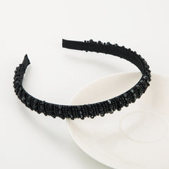 Thin Beaded Crystal Solid Headband Women's Hair Accessories