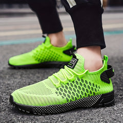 Men's Geometric Print Lace up Sneakers Breathable Mesh Outdoor Sports Shoes