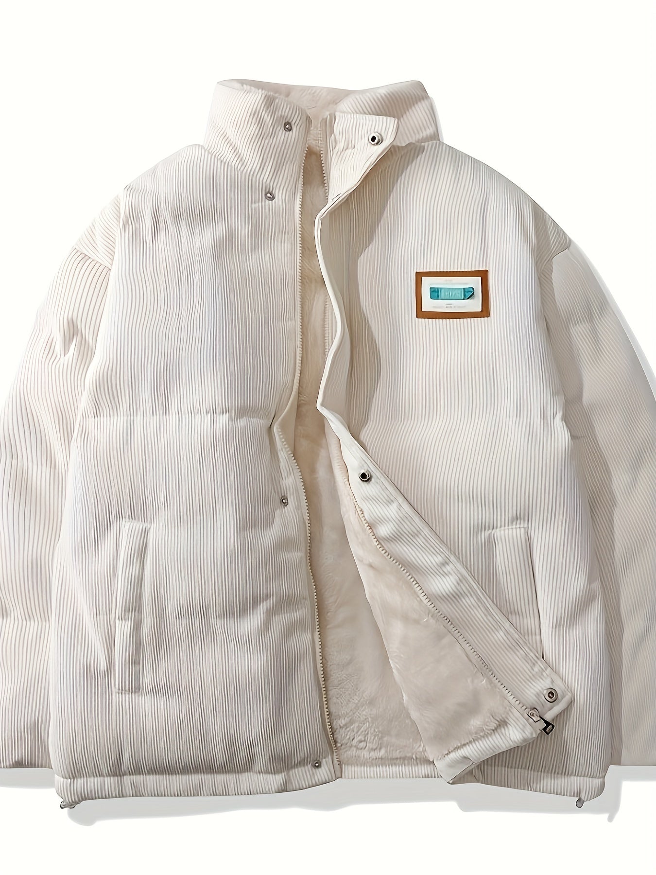 Women's Corduroy Liner Fleece Mock Neck Puffer Coat