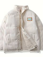  Women's Corduroy Liner Fleece Mock Neck Puffer Coat