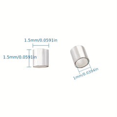 1700Pcs Brass Crimp Tube End Beads Spacer Tube Beads DIY Necklace Bracelet