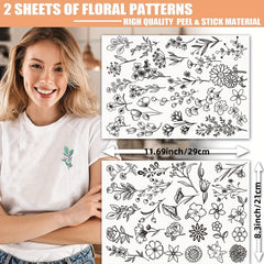 50pcs Stick And Stitch Embroidery Paper Pre Printed Flowers Pattern