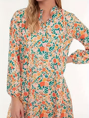  Ditsy Floral Lantern Sleeve Maxi Dress