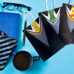 4pcs Men's Tie Theme Gift Bag Set with Wrapping Paper & Bows