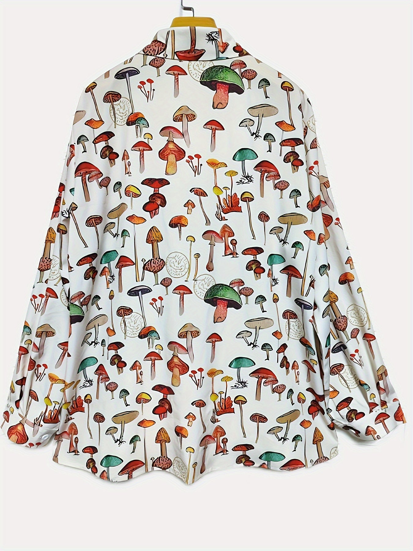  Mushroom Print Long Sleeve Button Up Shirt