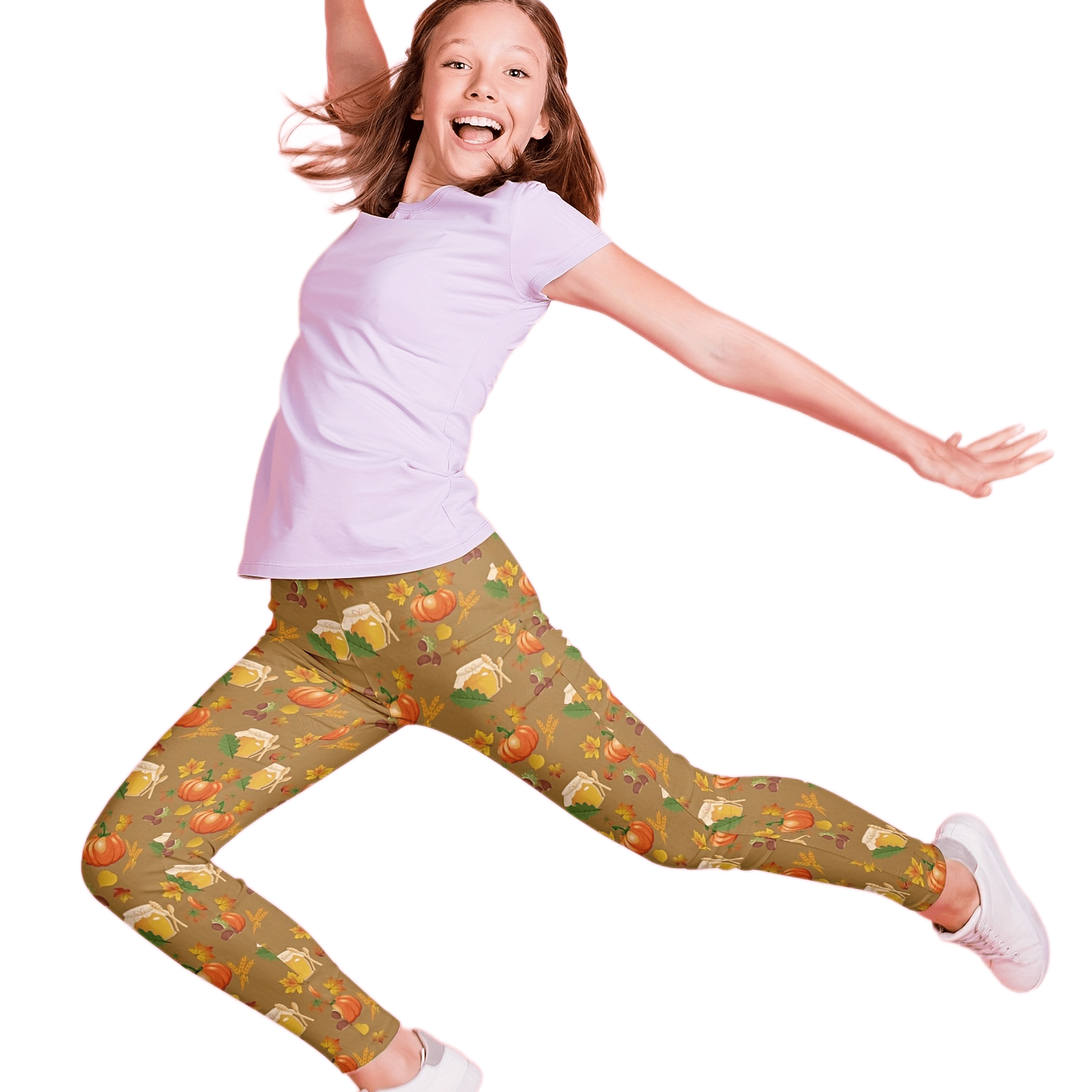 Girls Thanksgiving Turkey Print Leggings Stretch Tight Pants