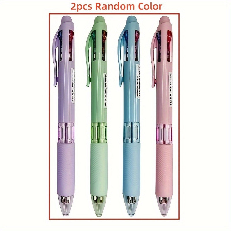 2pcs 4 in 1 Colorful Retractable Multifunction Pens for Students & Office