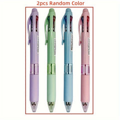2pcs 4 in 1 Colorful Retractable Multifunction Pens for Students & Office