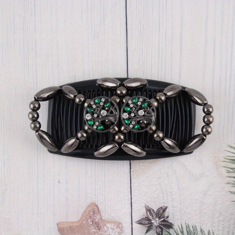 Double Row Beaded Hair Comb for Women