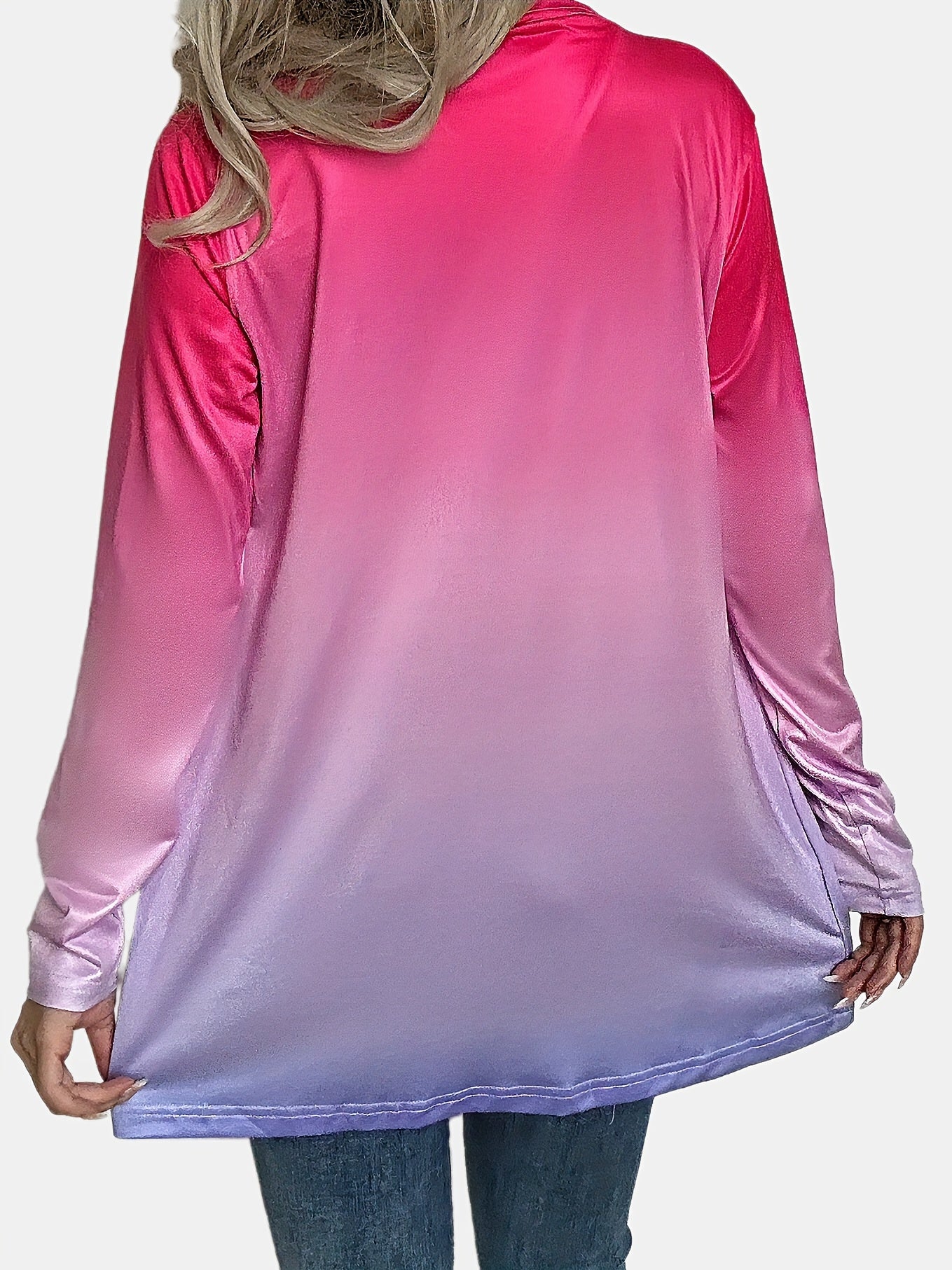  Women's Ombre Print Long Sleeve Cardigan