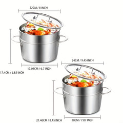 Stainless Steel Induction Pot Glass Lid 22cm 24cm