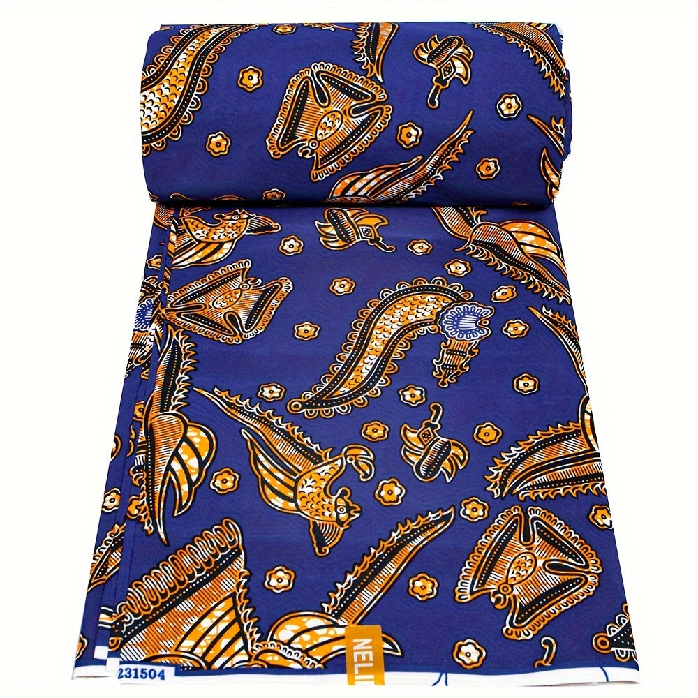 5.49m African Ethnic Batik Printed Fabric Double sided Geometric Print