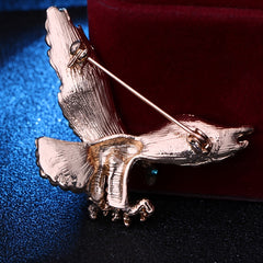 Vintage Eagle Brooch Men's Domineering Animal Pin Rhinestone Wings Chain Brooch