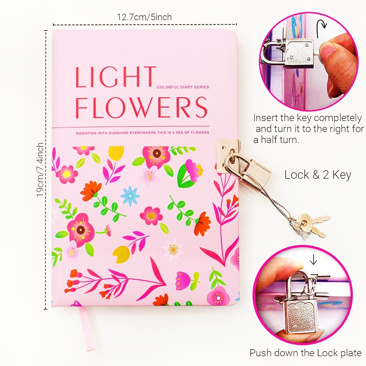 Flower Lockable Diary A5 160 Pages 100GSM Paper