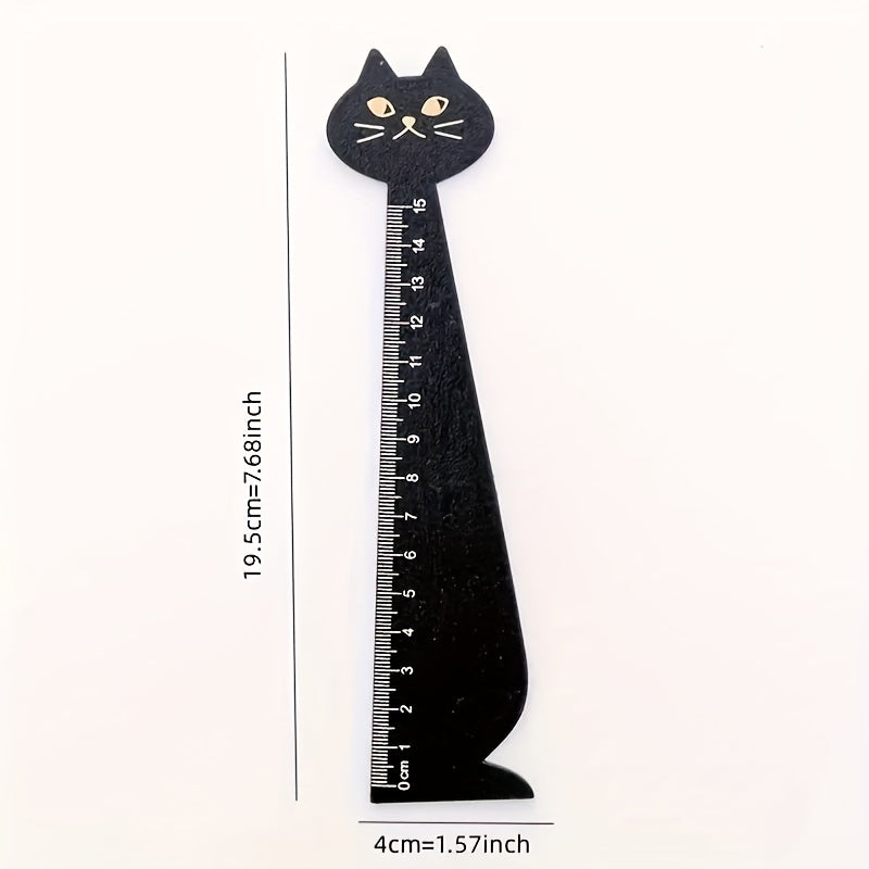 Cat Shaped Wooden Ruler for School, Home, Office