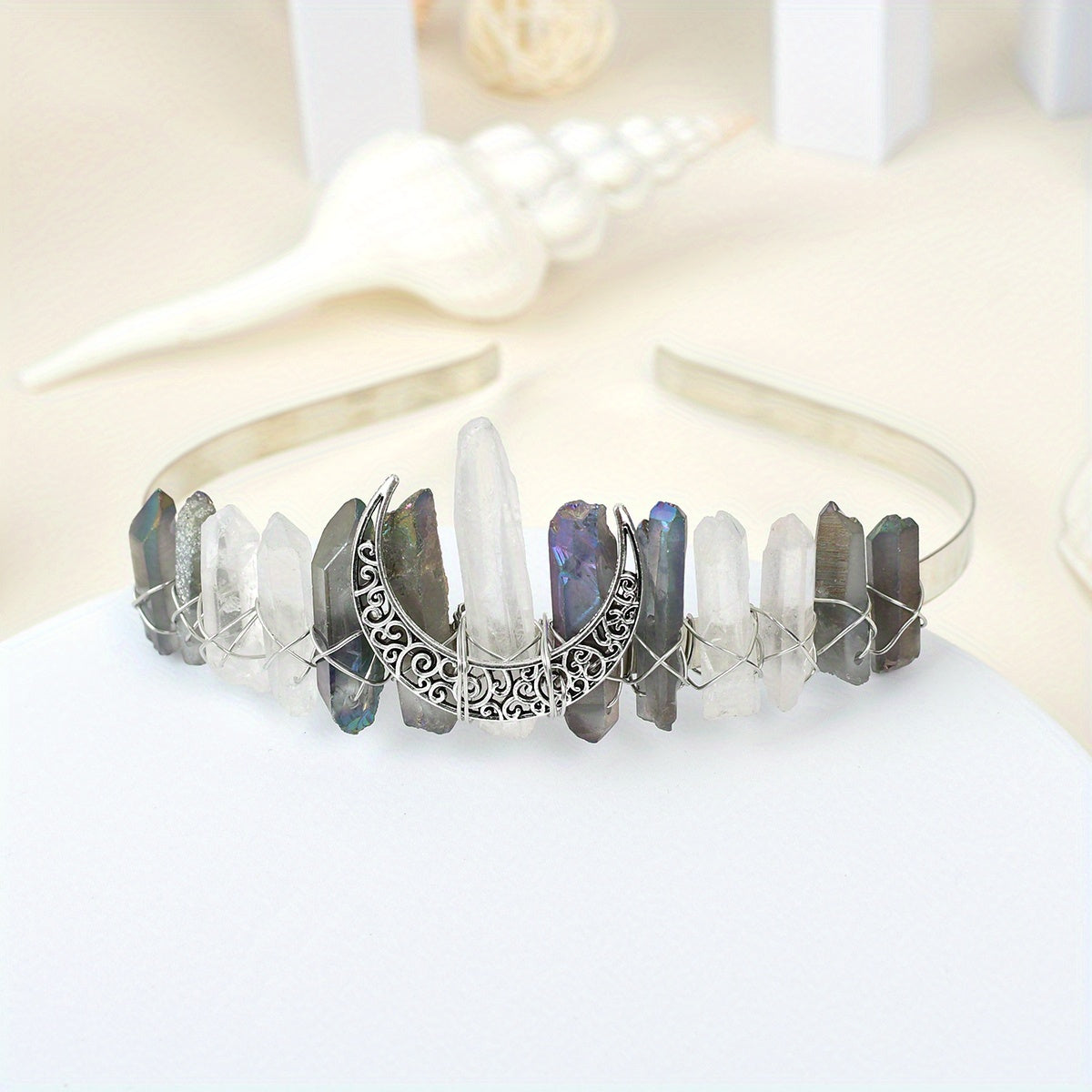Crystal Quartz Witchy Crown Fae Fairy Rave Music Crystal Crown