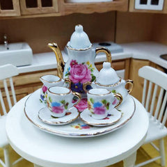 8pcs 1 12 Dollhouse Porcelain Tea Set Dish Cup Plate