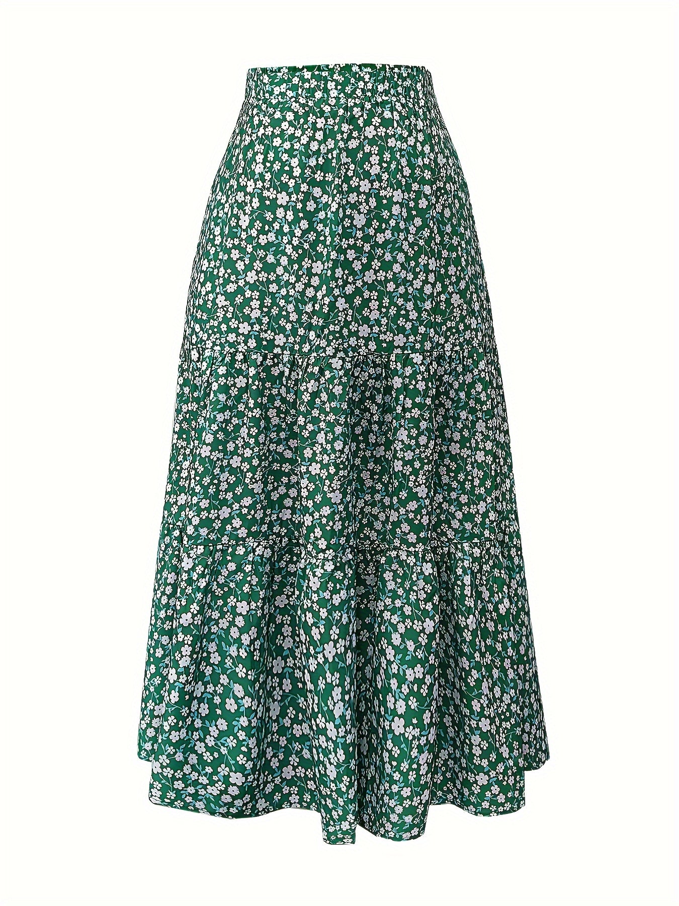 Women's Plus Ditsy Floral Print Smock Maxi Skirt
