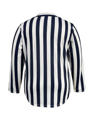  Stripe Print Long Sleeve V Neck Stretch Top