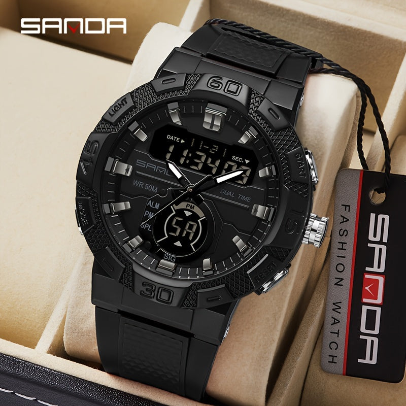 SANDA Boy's Dual Display LED Digital Watch Waterproof