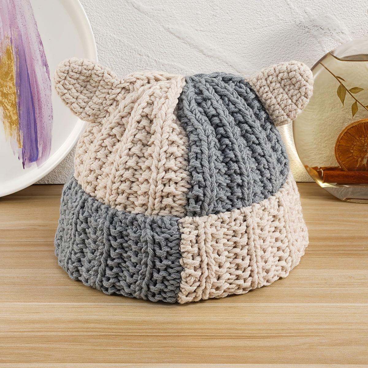 Cartoon Wool Hat for Girls Devil Small Ears Knitted Hat