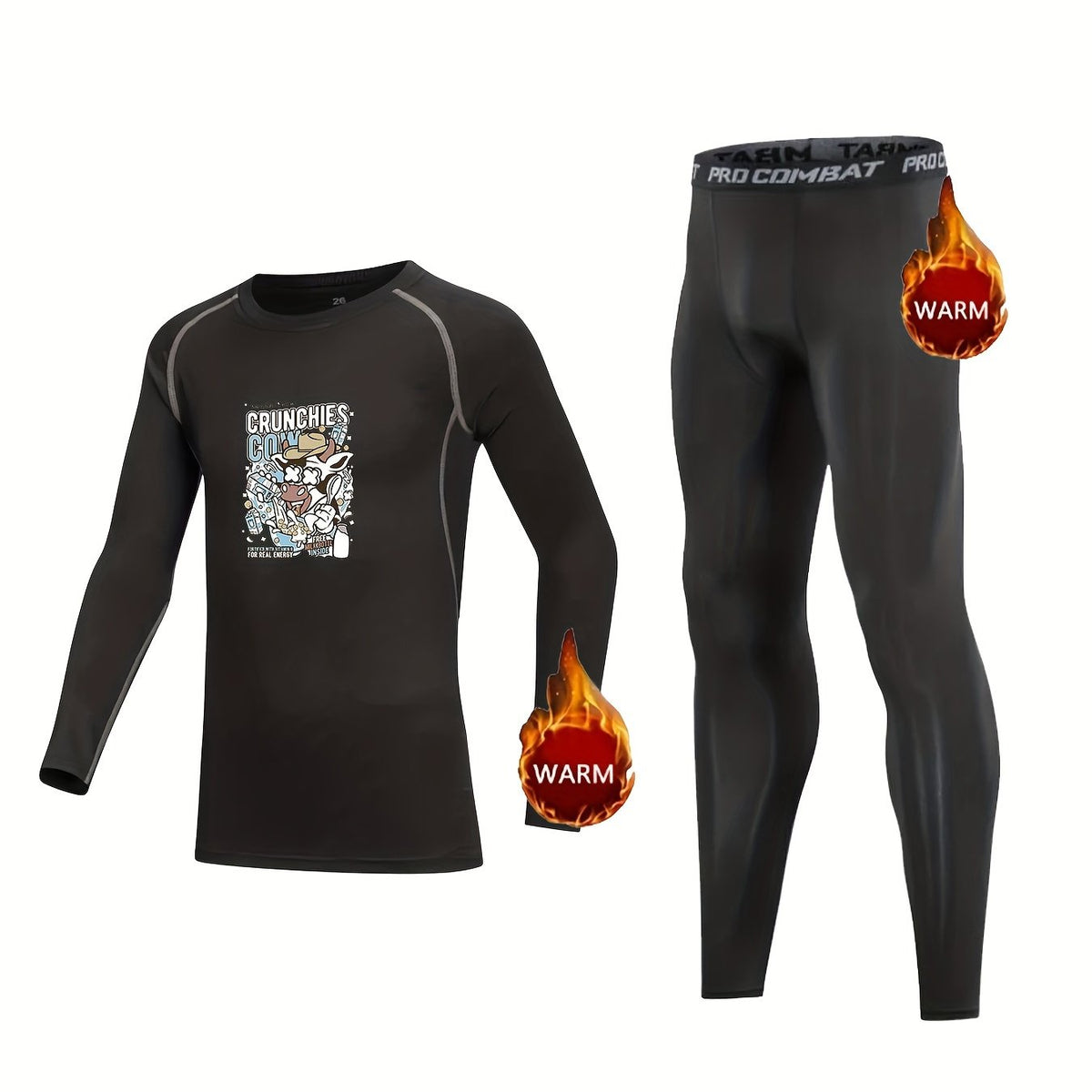 Kids Compression Fleece Sets Crew Neck Pullover & Matching Pants