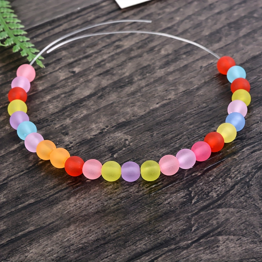 500Pcs 6mm Frosted Crystal Glass Round Spacer Beads Random Mixed Colors